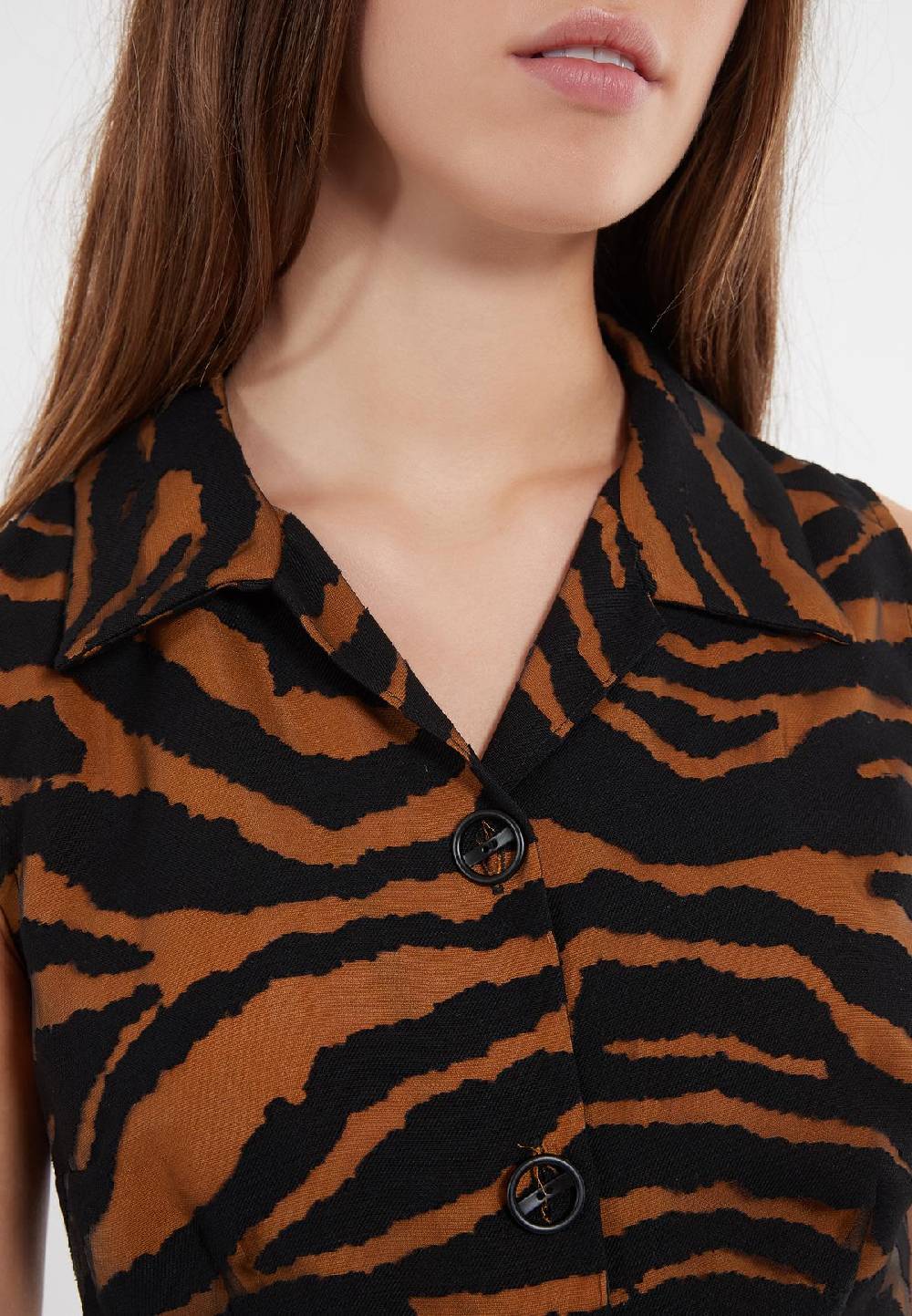 Ana Alcazar Blusenkleid Zapa Schwarz-Braun Preisnachlass