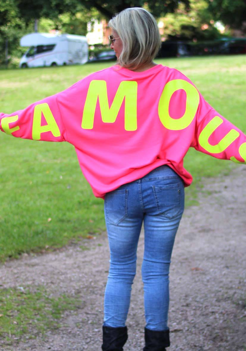 Miss Goodlife Roundneck Famous Heartface Strass – neonpink Günstig kaufen
