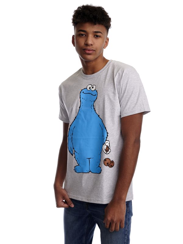 ﻿Nastrovje Potsdam Sesamstrasse Cookie Thief Herren T-Shirt grau meliert Versandkostenfrei
