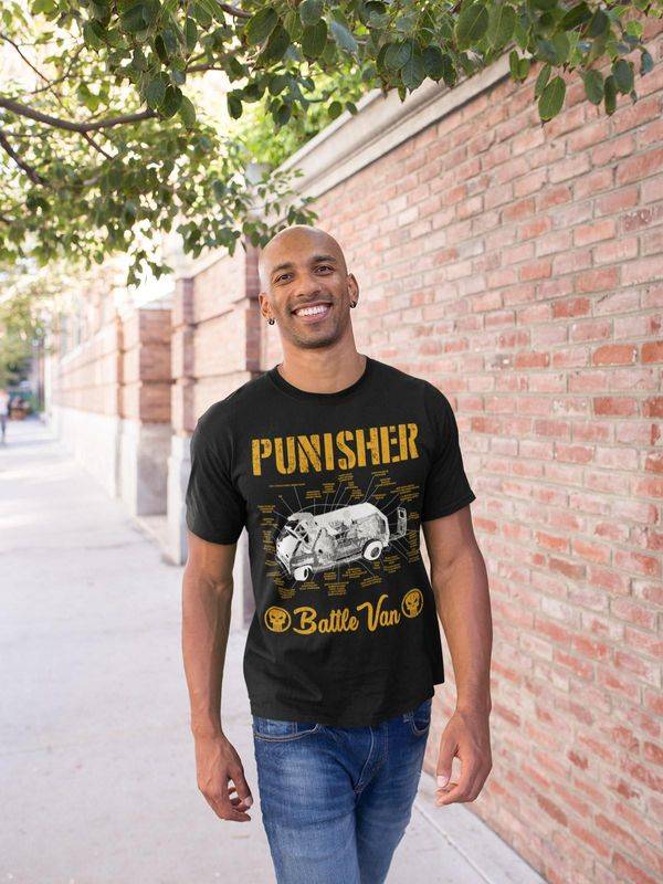 Nastrovje Potsdam The Punisher Battle Van Herren T-Shirt schwarz Valentinstagsangebot