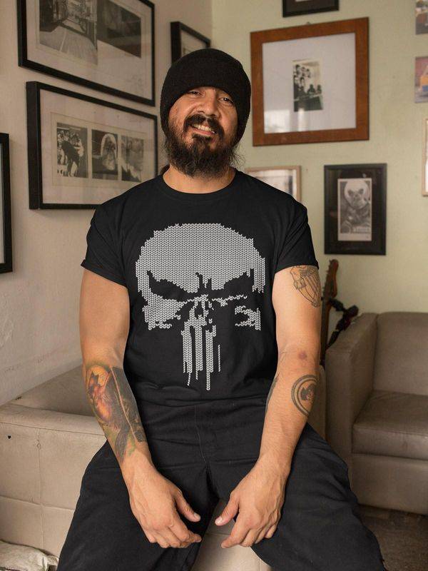 Nastrovje Potsdam The Punisher Fake Knit Herren T-Shirt schwarz Jubiläumsangebot