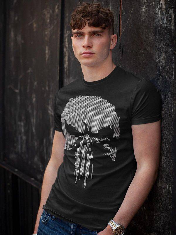 Nastrovje Potsdam The Punisher Fake Knit Herren T-Shirt schwarz Jubiläumsangebot