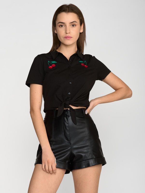 Nastrovje Potsdam Pussy Deluxe Classic Black Damen Kurzarmbluse schwarz Nur für heute