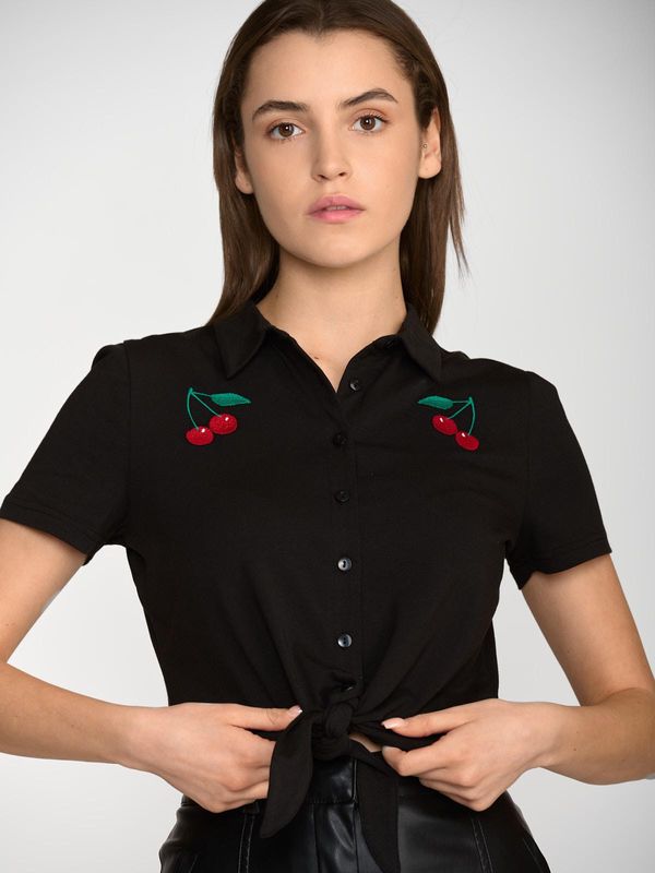 Nastrovje Potsdam Pussy Deluxe Classic Black Damen Kurzarmbluse schwarz Nur für heute
