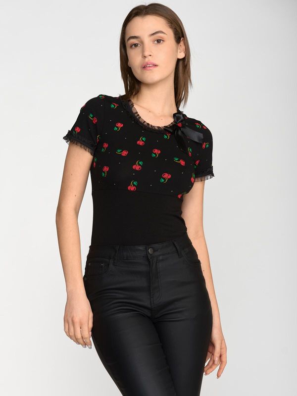 Nastrovje Potsdam Pussy Deluxe Bow On Cherries Shirt female schwarz/allover Discount Store für neue Produkte
