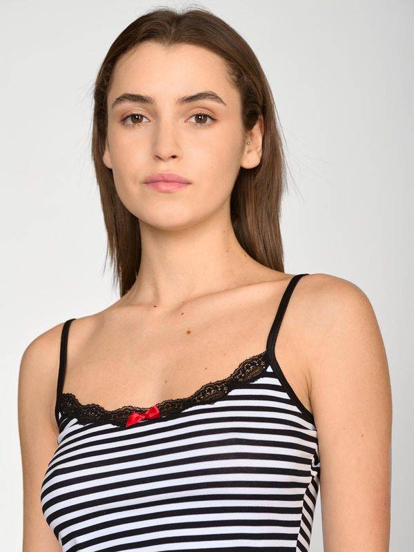 Nastrovje Potsdam Pussy Deluxe Stripey Classic Top female schwarz/weiß Super Rabatt