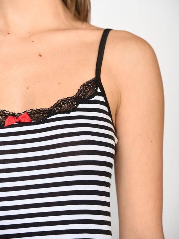 Nastrovje Potsdam Pussy Deluxe Stripey Classic Top female schwarz/weiß Super Rabatt