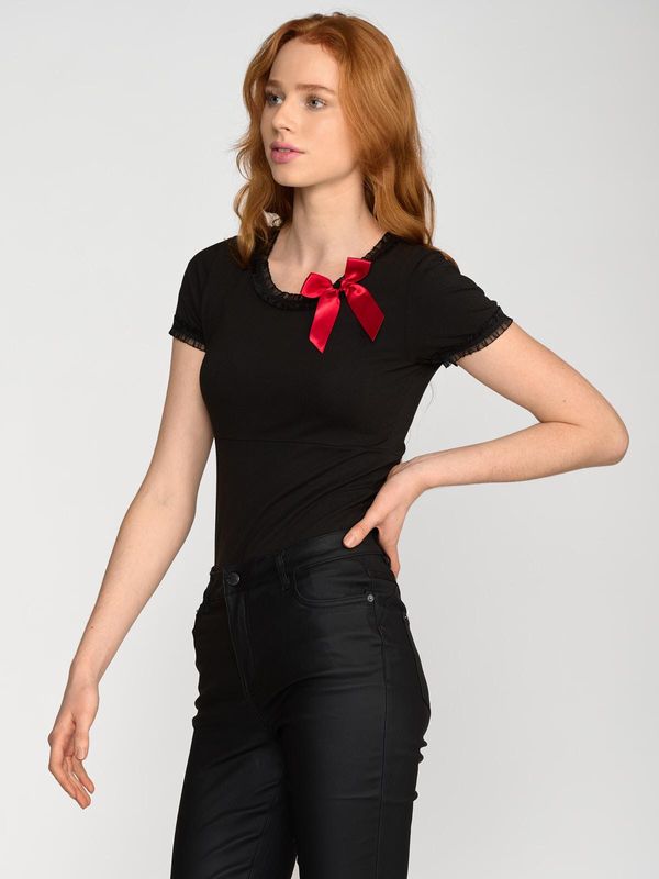 Nastrovje Potsdam Pussy Deluxe Bow On Black Shirt female schwarz Riesige Rabatte
