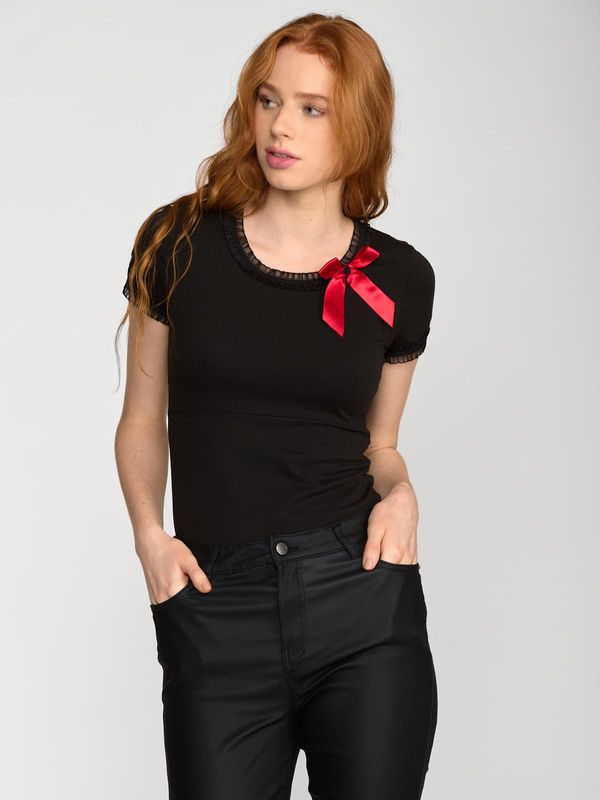 Nastrovje Potsdam Pussy Deluxe Bow On Black Shirt female schwarz Riesige Rabatte