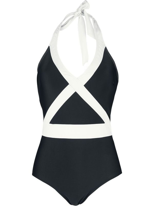 Nastrovje Potsdam Pussy Deluxe Criss Cross Damen Badeanzug schwarz/weiß