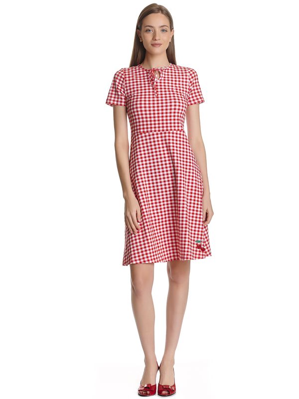 Nastrovje Potsdam Pussy Deluxe Back to 1955 Red Plaid Damen A-Linien-Kleid rot allover Auslauf