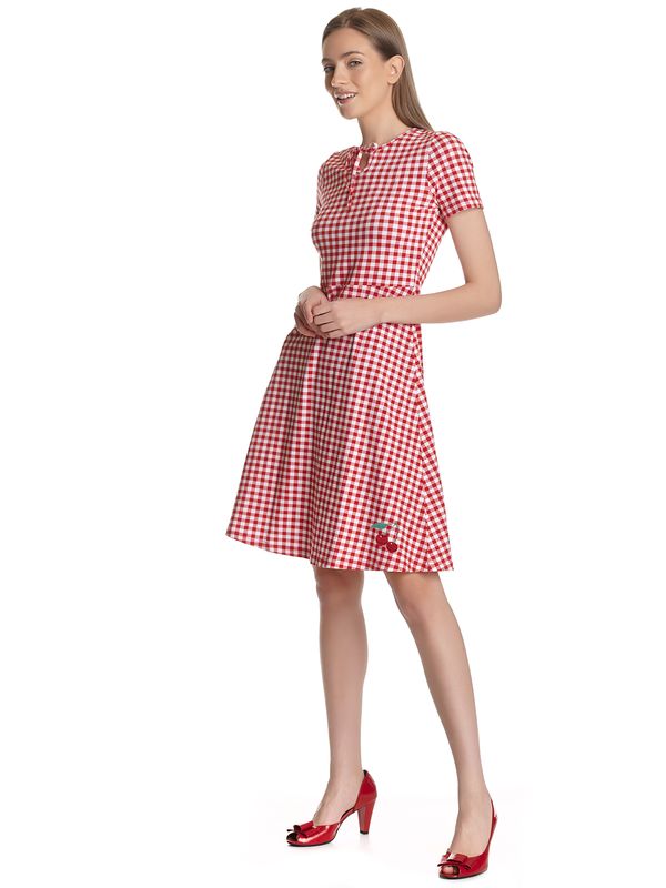 Nastrovje Potsdam Pussy Deluxe Back to 1955 Red Plaid Damen A-Linien-Kleid rot allover Auslauf