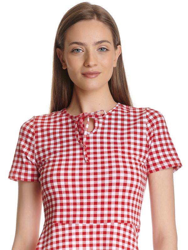 Nastrovje Potsdam Pussy Deluxe Back to 1955 Red Plaid Damen A-Linien-Kleid rot allover Auslauf