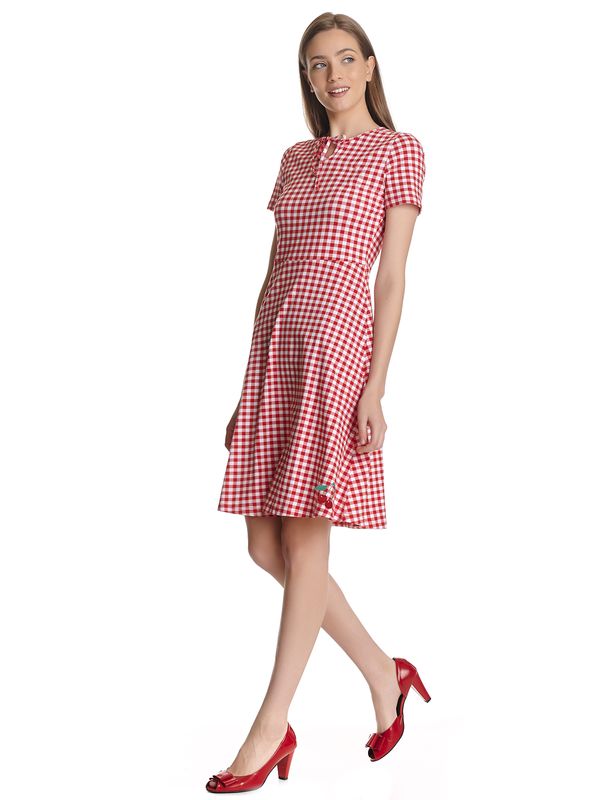 Nastrovje Potsdam Pussy Deluxe Back to 1955 Red Plaid Damen A-Linien-Kleid rot allover Auslauf