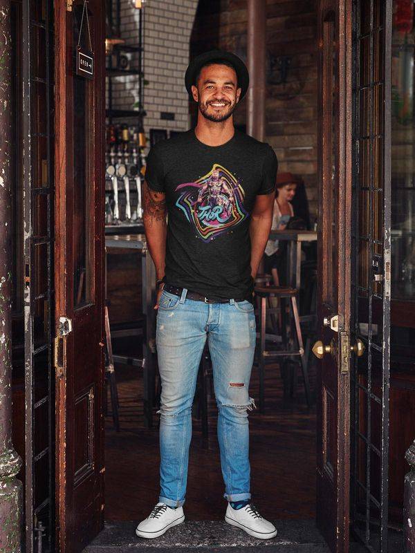 Nastrovje Potsdam Thor Retro Print Herren T-Shirt schwarz Blitzverkäufe