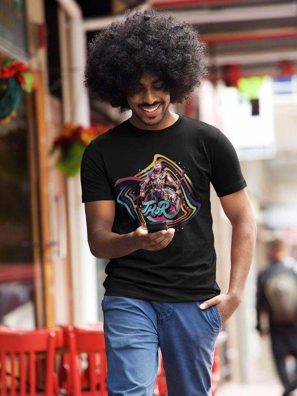 Nastrovje Potsdam Thor Retro Print Herren T-Shirt schwarz Blitzverkäufe