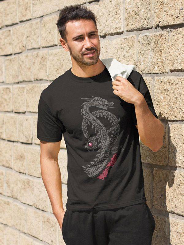Nastrovje Potsdam House of the dragon Logo Herren T-Shirt schwarz Limitierter Zeitrabatt