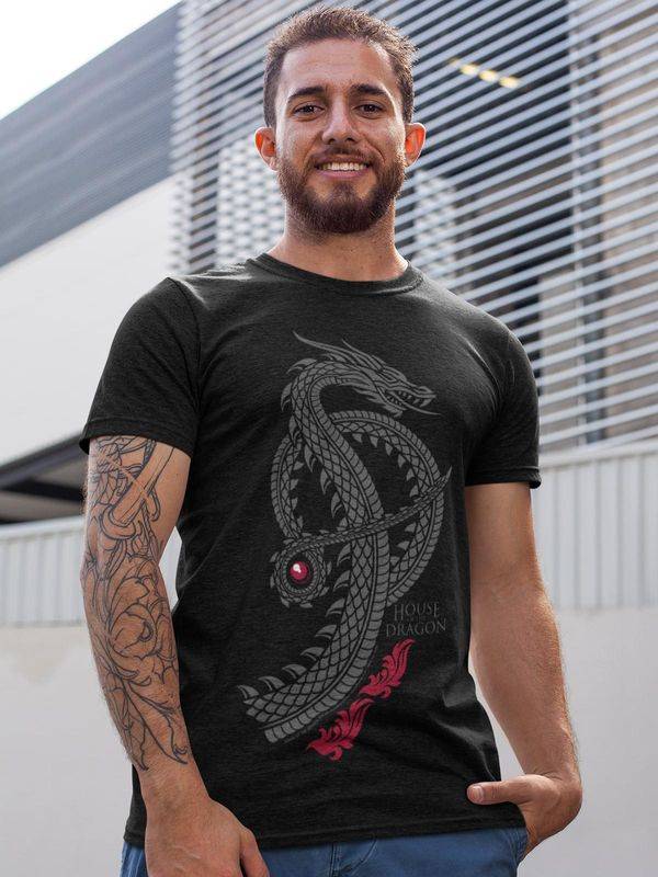 Nastrovje Potsdam House of the dragon Logo Herren T-Shirt schwarz Limitierter Zeitrabatt
