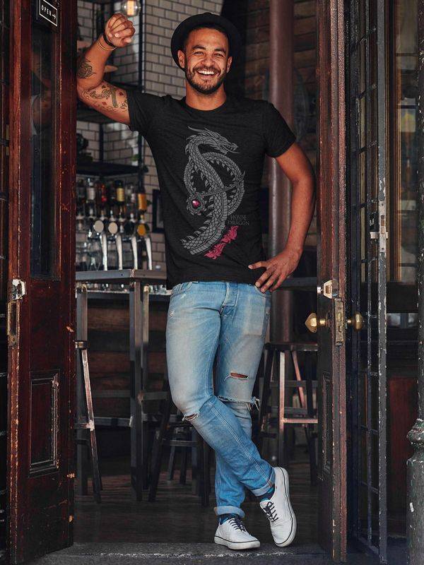 Nastrovje Potsdam House of the dragon Logo Herren T-Shirt schwarz Limitierter Zeitrabatt