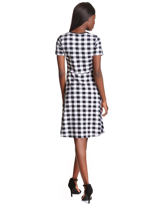 Nastrovje Potsdam Pussy Deluxe Back to 1955 black Checkered Damen A-Linien-Kleid schwarz allover VIP-Rabatte