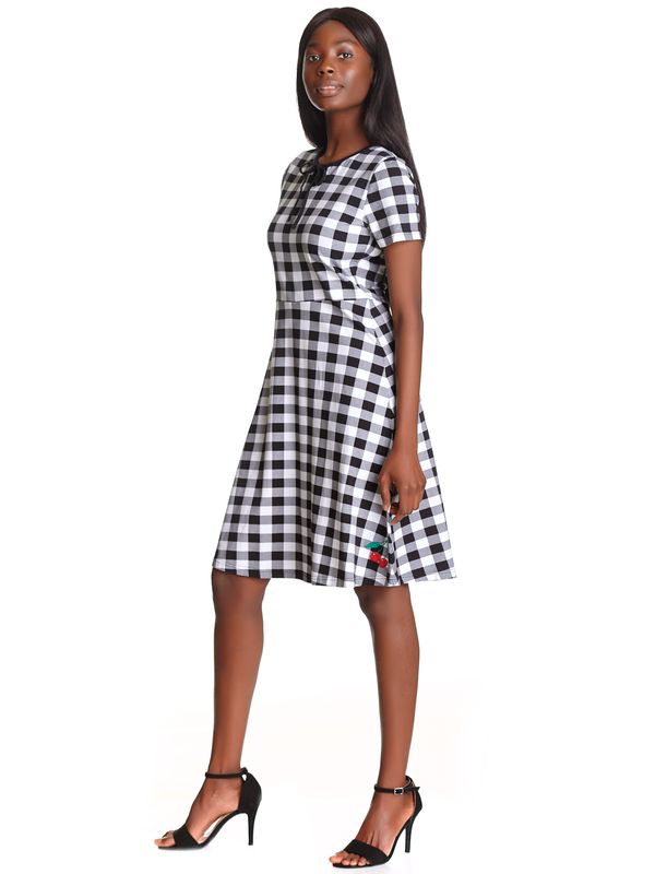 Nastrovje Potsdam Pussy Deluxe Back to 1955 black Checkered Damen A-Linien-Kleid schwarz allover VIP-Rabatte