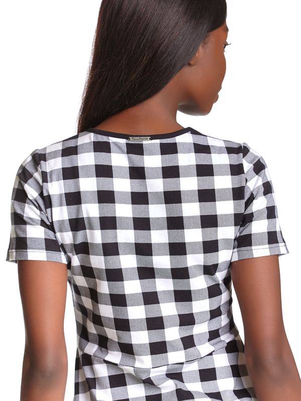 Nastrovje Potsdam Pussy Deluxe Back to 1955 black Checkered Damen A-Linien-Kleid schwarz allover VIP-Rabatte
