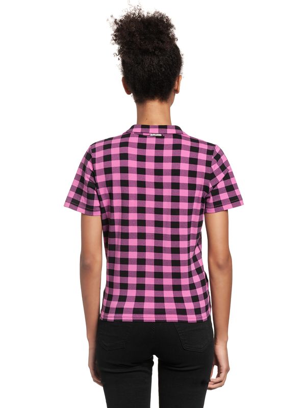 Nastrovje Potsdam Pussy Deluxe Pink checkered Damen Kurzarmbluse schwarz/lightpink Tiefpreis