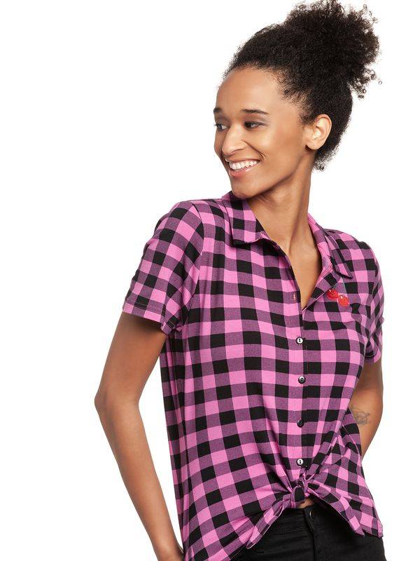Nastrovje Potsdam Pussy Deluxe Pink checkered Damen Kurzarmbluse schwarz/lightpink Tiefpreis