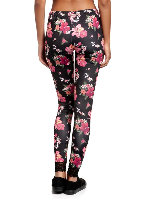 Nastrovje Potsdam Pussy Deluxe Hawaii Damen Leggings schwarz allover Kostenlose Rückgabe