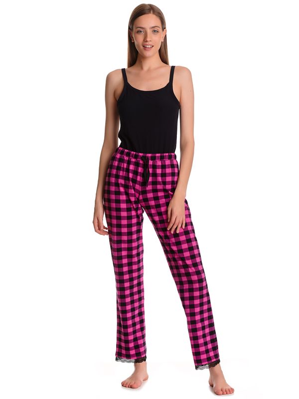 Nastrovje Potsdam Pussy Deluxe Pink Checkered Damen Schlafhose schwarz/lightpink Letzter Tag