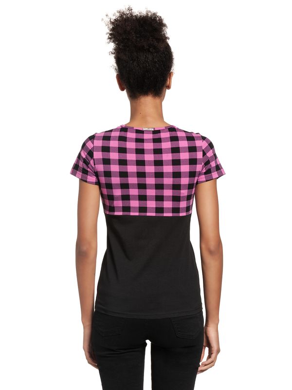 Nastrovje Potsdam Pussy Deluxe Pink Checkered Damen T-Shirt schwarz/lightpink Zeitbegrenzte Promotion