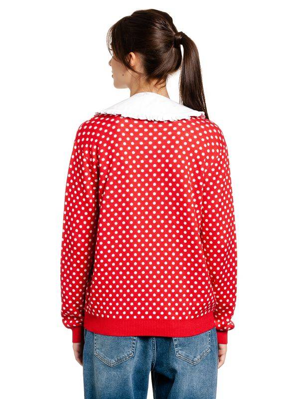 Nastrovje Potsdam Pussy Deluxe Chic Dotties Damen Strickpullover rot allover Nur noch ein Tag übrig