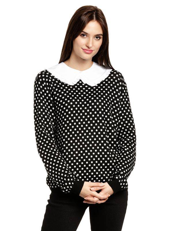 Nastrovje Potsdam Pussy Deluxe Dotties Damen Strickpullover schwarz allover Super Rabatt