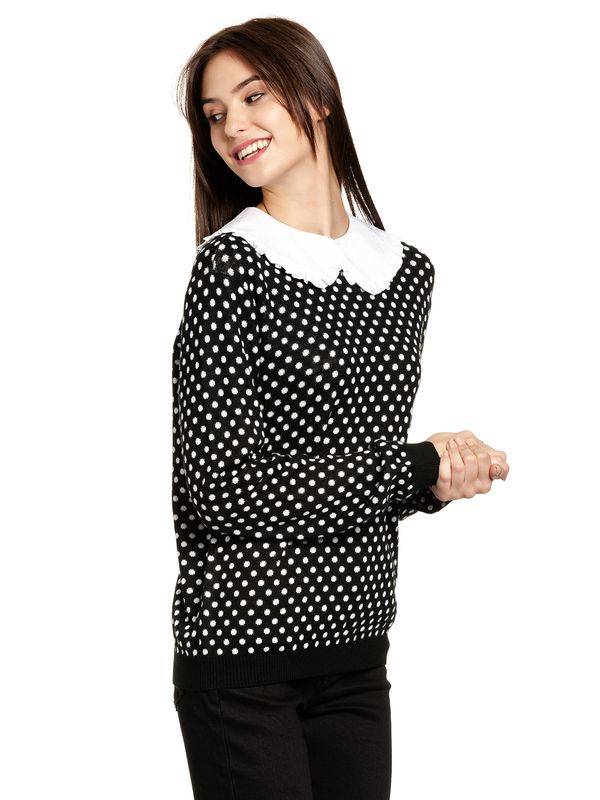 Nastrovje Potsdam Pussy Deluxe Dotties Damen Strickpullover schwarz allover Super Rabatt