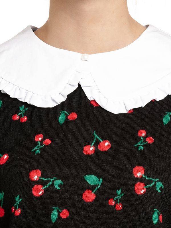 Nastrovje Potsdam Pussy Deluxe Cherries Damen Strickpullover schwarz allover Riesige Rabatte