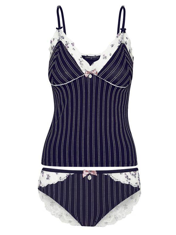 Nastrovje Potsdam Vive Maria French Dandy Damen Wäscheset: Top mit Panty schwarz allover/weiss allover Valentinstagsangebot