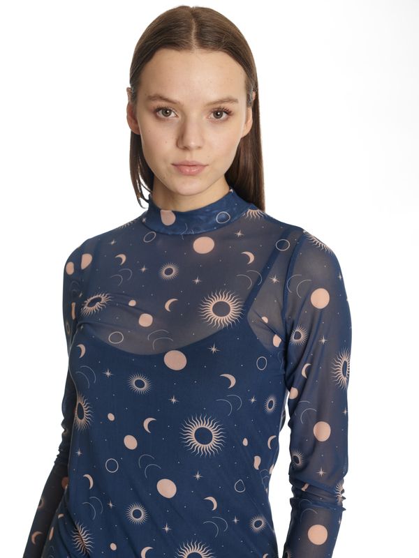 Nastrovje Potsdam Pussy Deluxe Celestial Blue Mystic Damen 2-in-1-Kleid blau allover Kauf eins, bekomm eins gratis