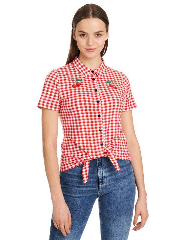Nastrovje Potsdam Pussy Deluxe Red Plaid Damen Kurzarmbluse rot allover Tägliche Deals