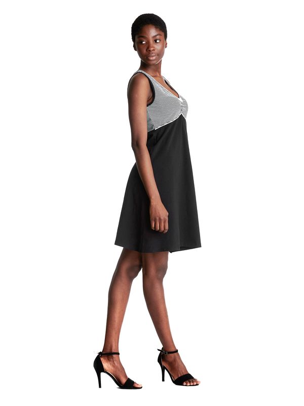Nastrovje Potsdam Pussy Deluxe Mini Stripes Damen A-Linien-Kleid schwarz allover VIP-Rabatte