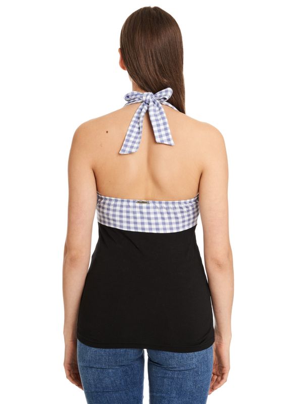 Nastrovje Potsdam Pussy Deluxe Blue Plaid Damen Neckholdertop schwarz/blau Zeitbegrenzte Promotion