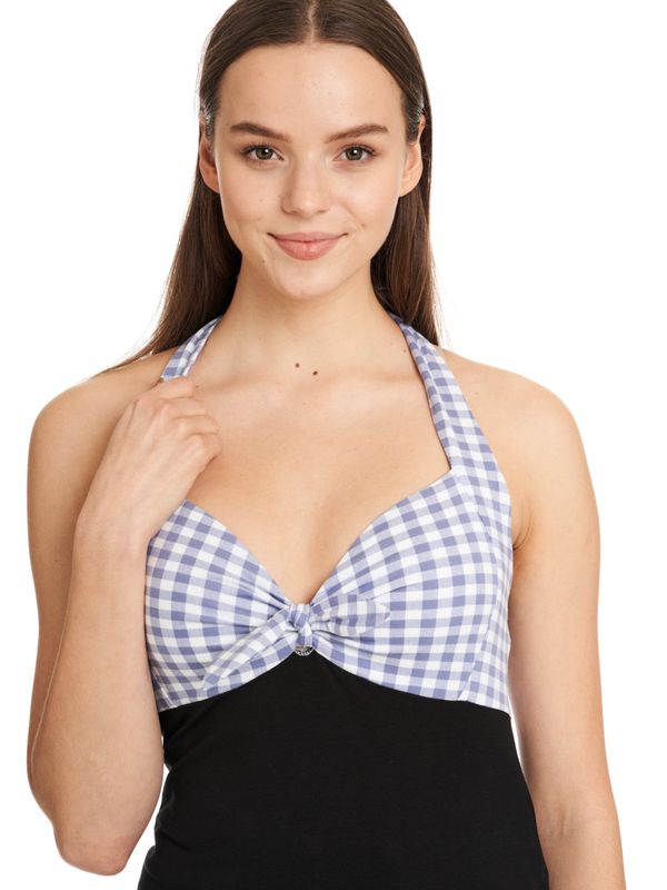 Nastrovje Potsdam Pussy Deluxe Blue Plaid Damen Neckholdertop schwarz/blau Zeitbegrenzte Promotion