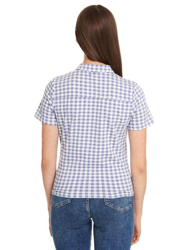 Nastrovje Potsdam Pussy Deluxe Blue Plaid Damen Kurzarmbluse blau allover Bis zu 60% Rabatt