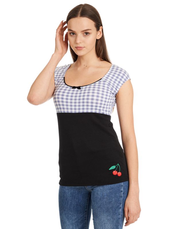 Nastrovje Potsdam Pussy Deluxe Blue Plaid Evie Damen T-Shirt schwarz/blau Clearance-Verkauf