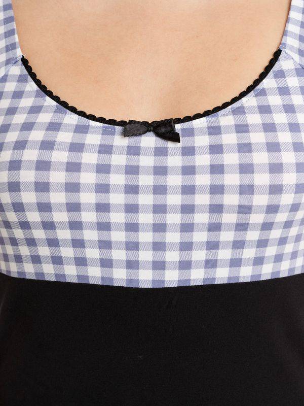 Nastrovje Potsdam Pussy Deluxe Blue Plaid Evie Damen T-Shirt schwarz/blau Clearance-Verkauf