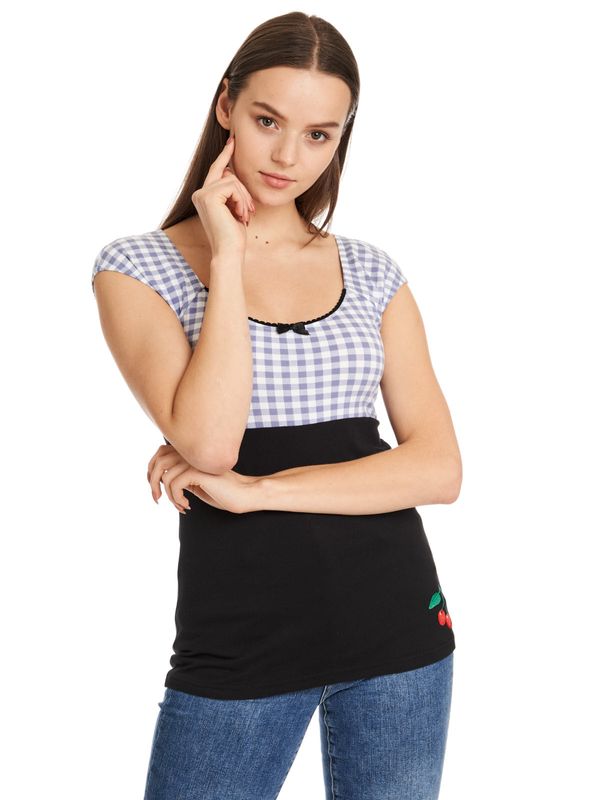 Nastrovje Potsdam Pussy Deluxe Blue Plaid Evie Damen T-Shirt schwarz/blau Clearance-Verkauf