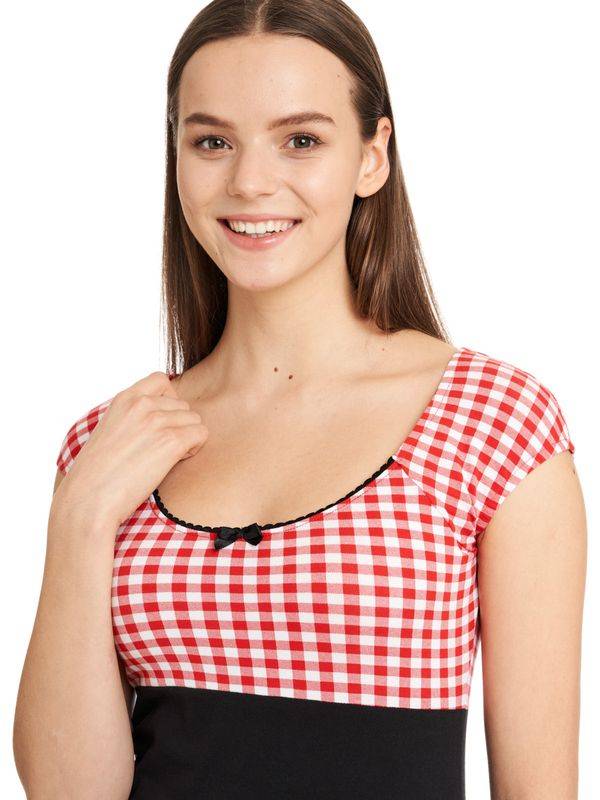 Nastrovje Potsdam Pussy Deluxe Red Plaid Evie Damen T-Shirt schwarz/rot Kostenloser Versand international