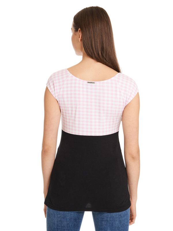 Nastrovje Potsdam Pussy Deluxe Lightpink Plaid Evie Damen T-Shirt schwarz/lightpink Fabrikladen
