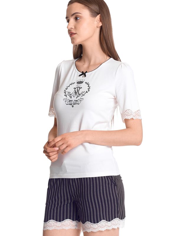 Nastrovje Potsdam Vive Maria My Princess Damen Pyjama creme/schwarz allover Valentinstagsangebot