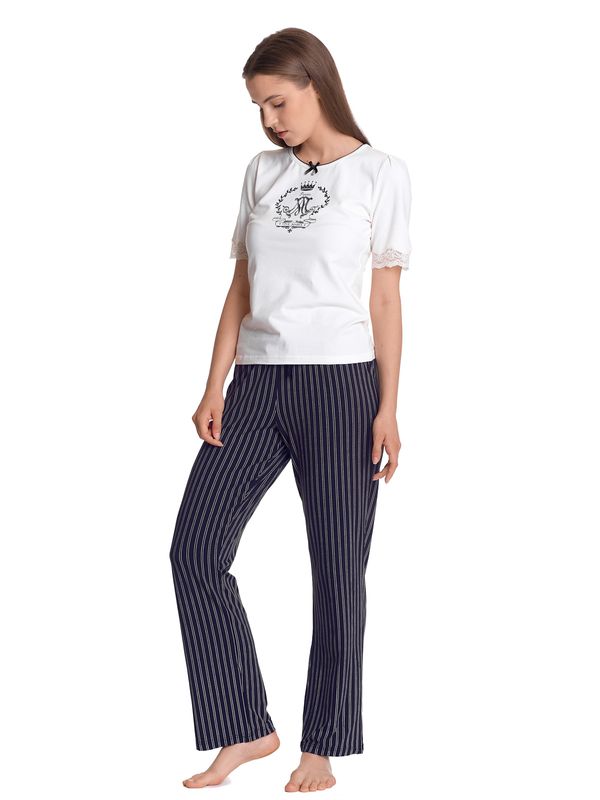 Nastrovje Potsdam Vive Maria Like A Princess Damen Pyjama creme/schwarz allover Lagerräumung
