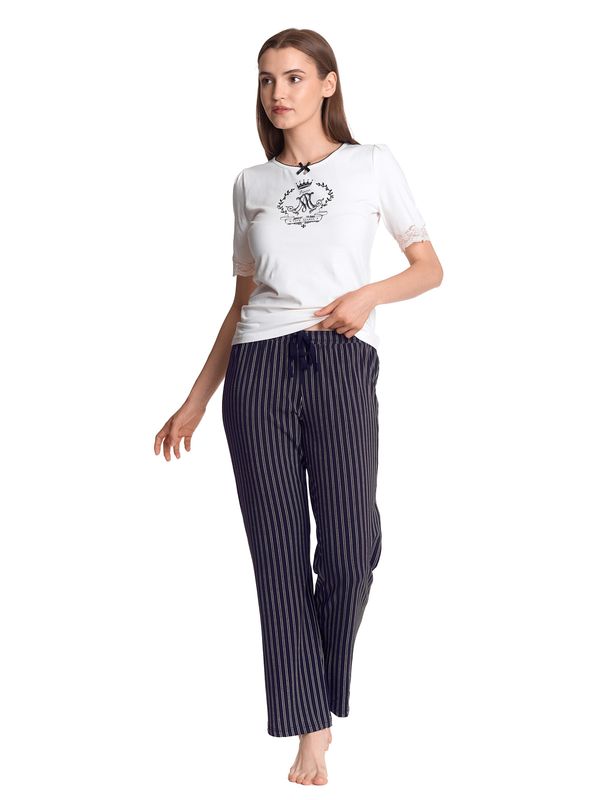 Nastrovje Potsdam Vive Maria Like A Princess Damen Pyjama creme/schwarz allover Lagerräumung